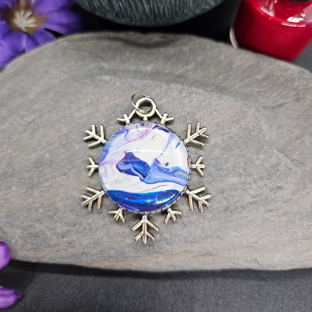 Unloved Pendants Looking For Homes - Option 1 - Fluid Art Snowflake image 9