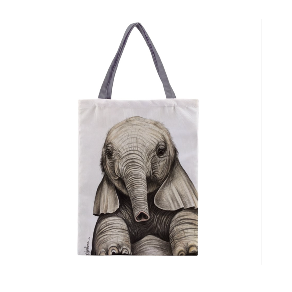 ELEPHANT ART CANVAS TOTE BAG SHOPPING BAGS - BABY ELEPHANT TOTE image 6