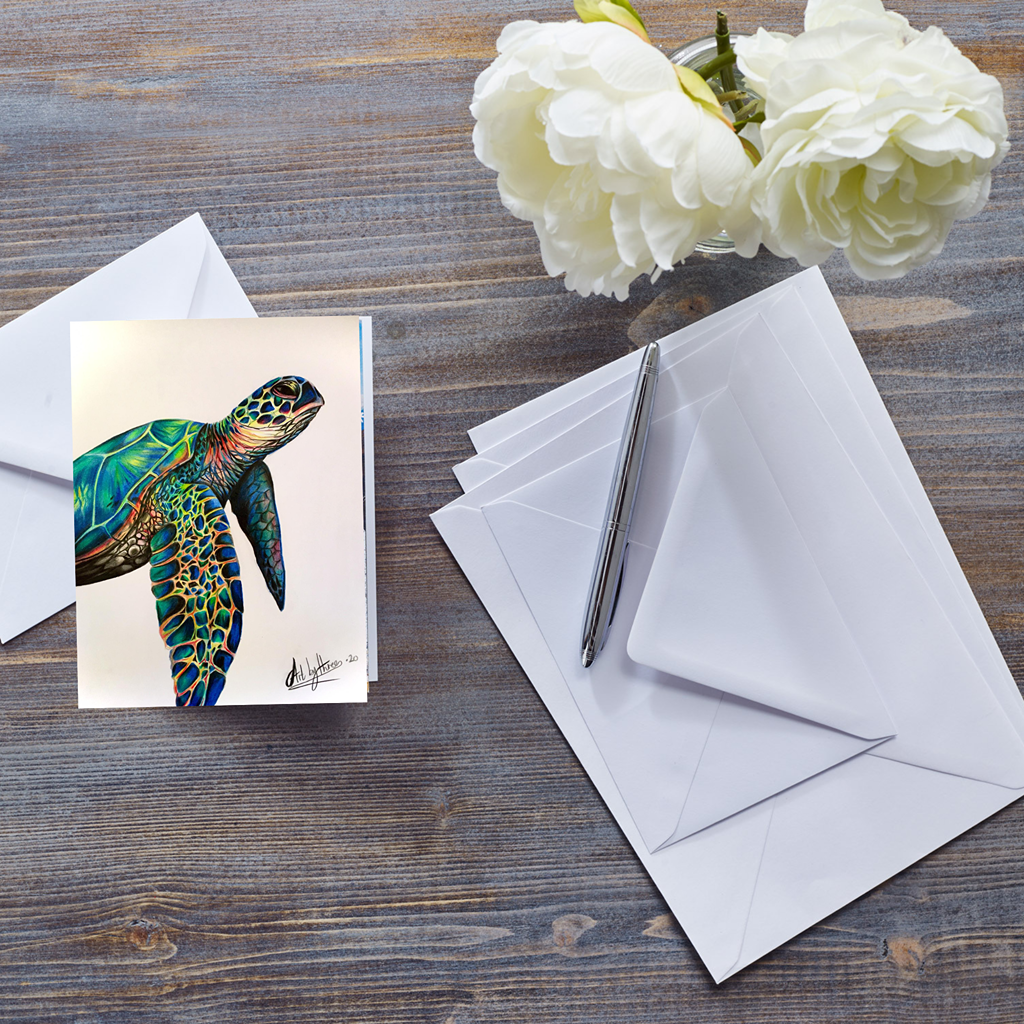 SEA TURTLE BLANK GREETING CARD FOR ALL OCCASIONS, - SEA TURTLE STD CARD BLUE image 12