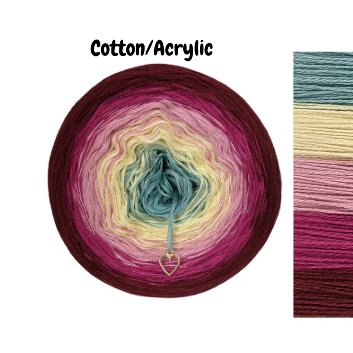 Yarn - Gradient Cake Yarn, Ombre Yarn Cake Cotton/Acrylic - Ice Berry image 9