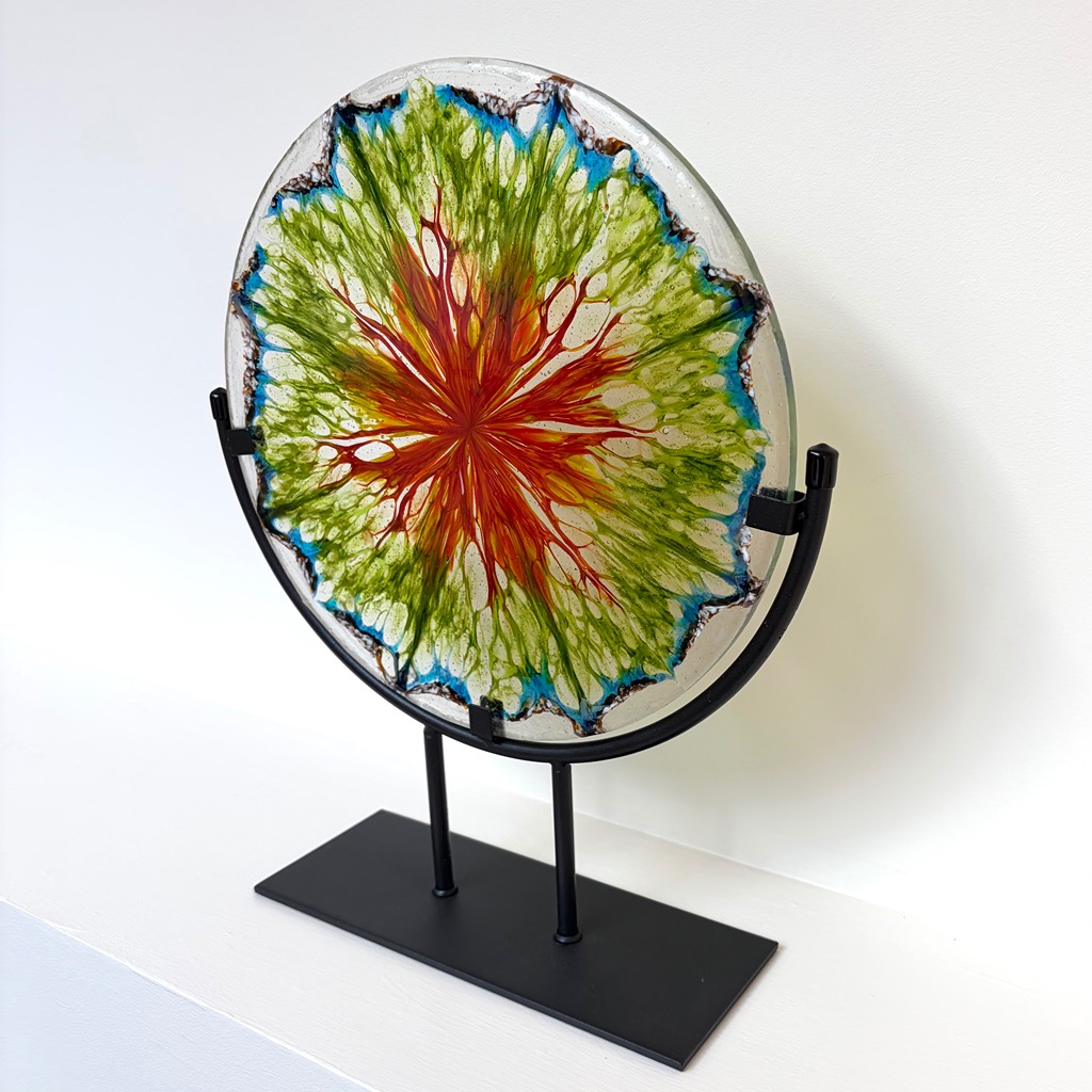 “Fireflower” Panel in a choice of black steel stand.   - Tall Garden Stand image 7