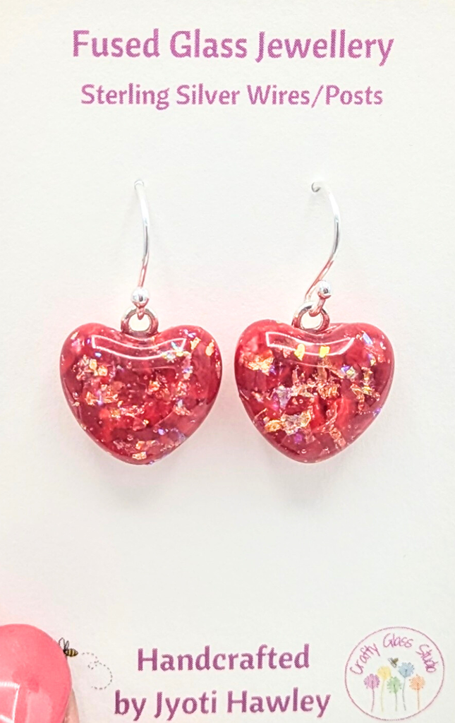 Sparkle Heart Drop Earrings  - Red Sparkle  image 1