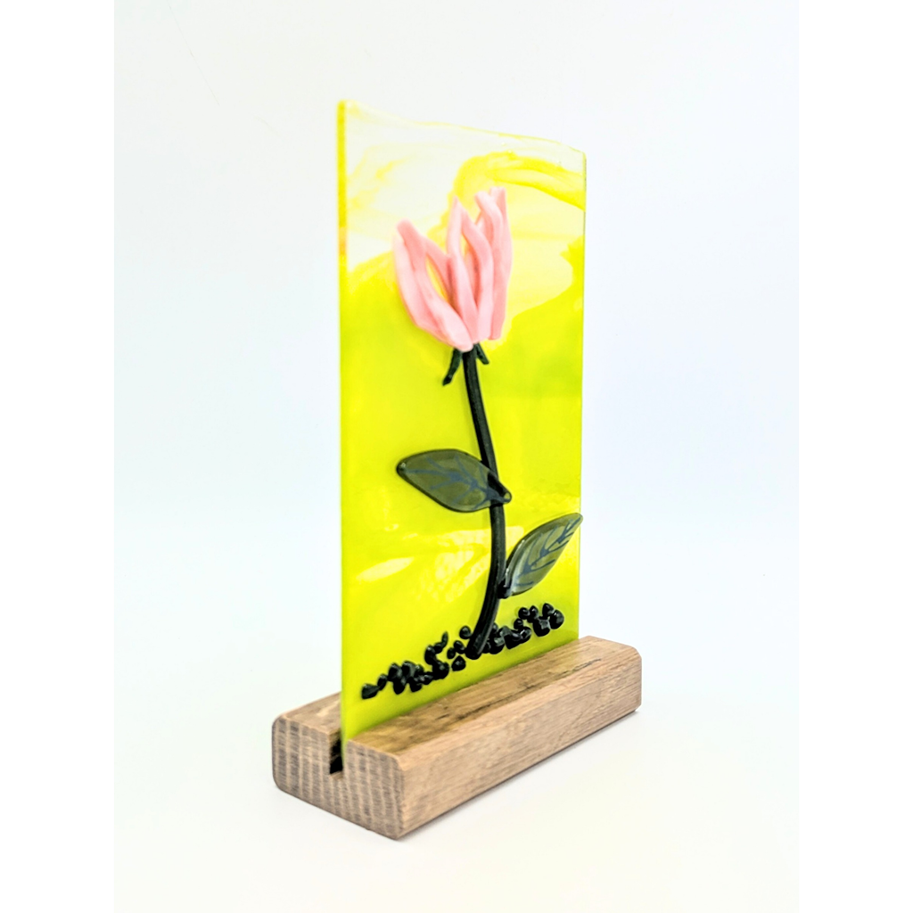 Dahlia Panel in Oak stand - Yellow Daliah image 4