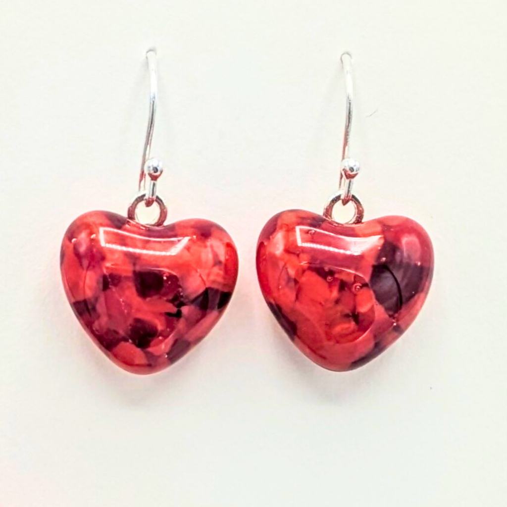 Mosaic Heart Drop Earrings  - Red Mosaic  image 1