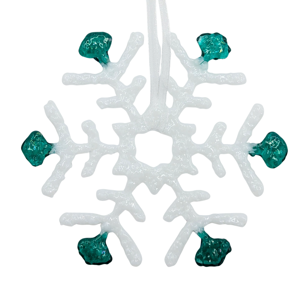 Snowflake Hanging Decoration  - White with red tips image 5