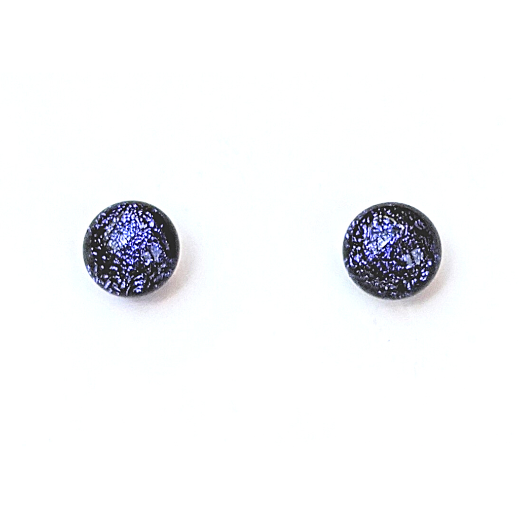 Dichroic Stud Earrings - Silver Blue  image 7